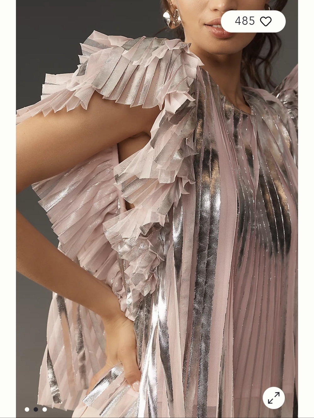 Anthro Pleated Pink Foil Top
